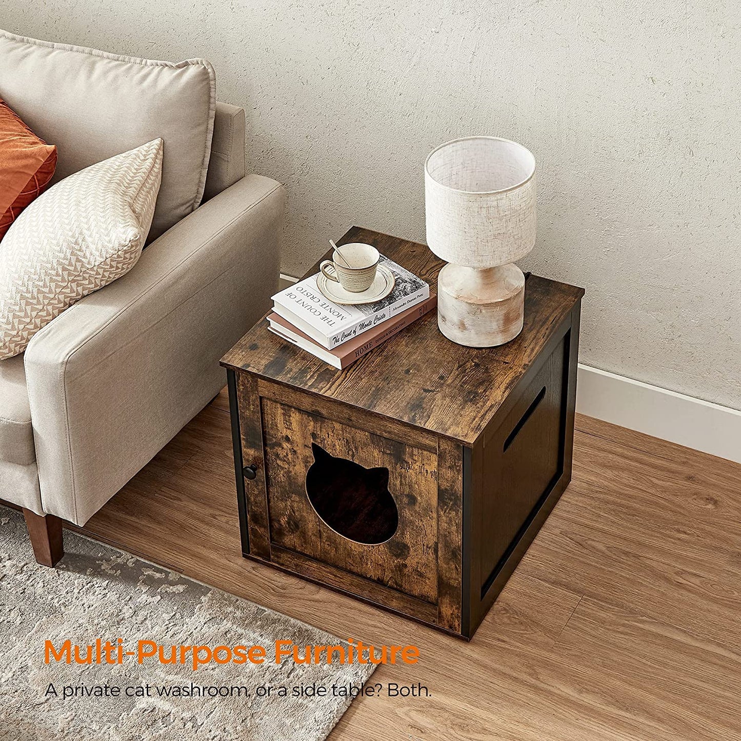 FEANDREA Cat Litter Box Furniture, Rustic Brown and Black Animals & Pet Supplies > Pet Supplies > Cat Supplies > Cat Furniture FEANDREA   