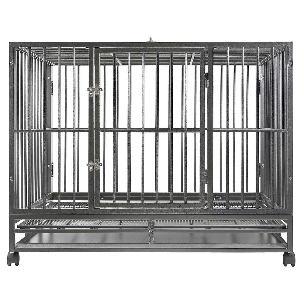 Smithbuilt Heavy Duty Dog Cage, Double Door, Large, 42"L Animals & Pet Supplies > Pet Supplies > Dog Supplies > Dog Kennels & Runs SmithBuilt 48" L x 33" W x 37" H Grey/Silver 