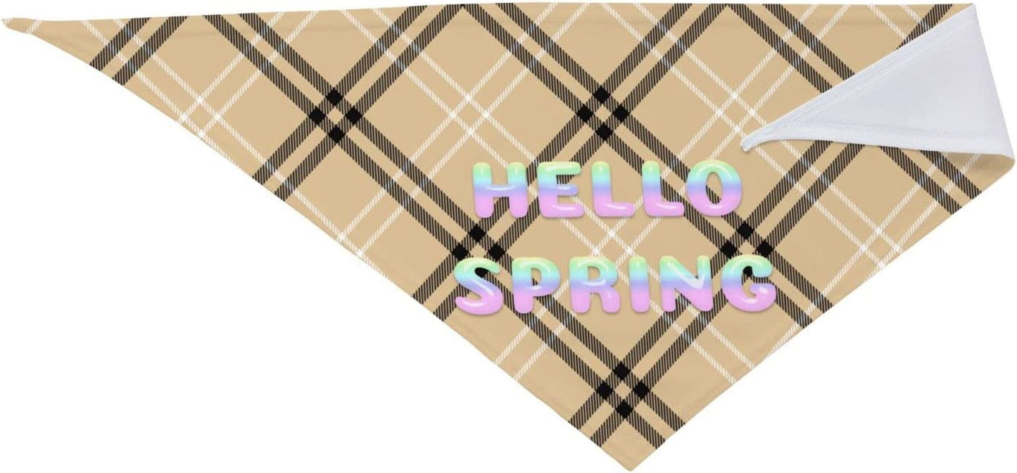 Round Hello Spring Font Gradient Pet Dog and Cat Decorative Triangle Scarf,Dog Bandana,Breathable and Stain Resistant. Animals & Pet Supplies > Pet Supplies > Dog Supplies > Dog Apparel ZALTAS   