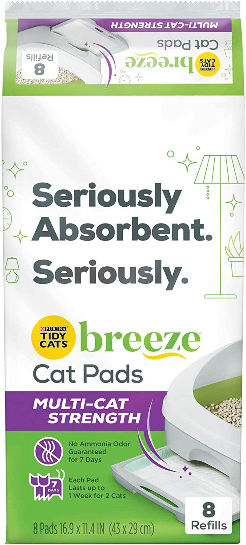 Purina Tidy Cats Breeze Litter System Cat Pad Refills, Breeze Morning Fresh Scent 10Ct. Refill Pack - 10 Ct. Box Animals & Pet Supplies > Pet Supplies > Cat Supplies > Cat Litter Tidy Cats Multi-Cat Strength 8 ct. Bag 