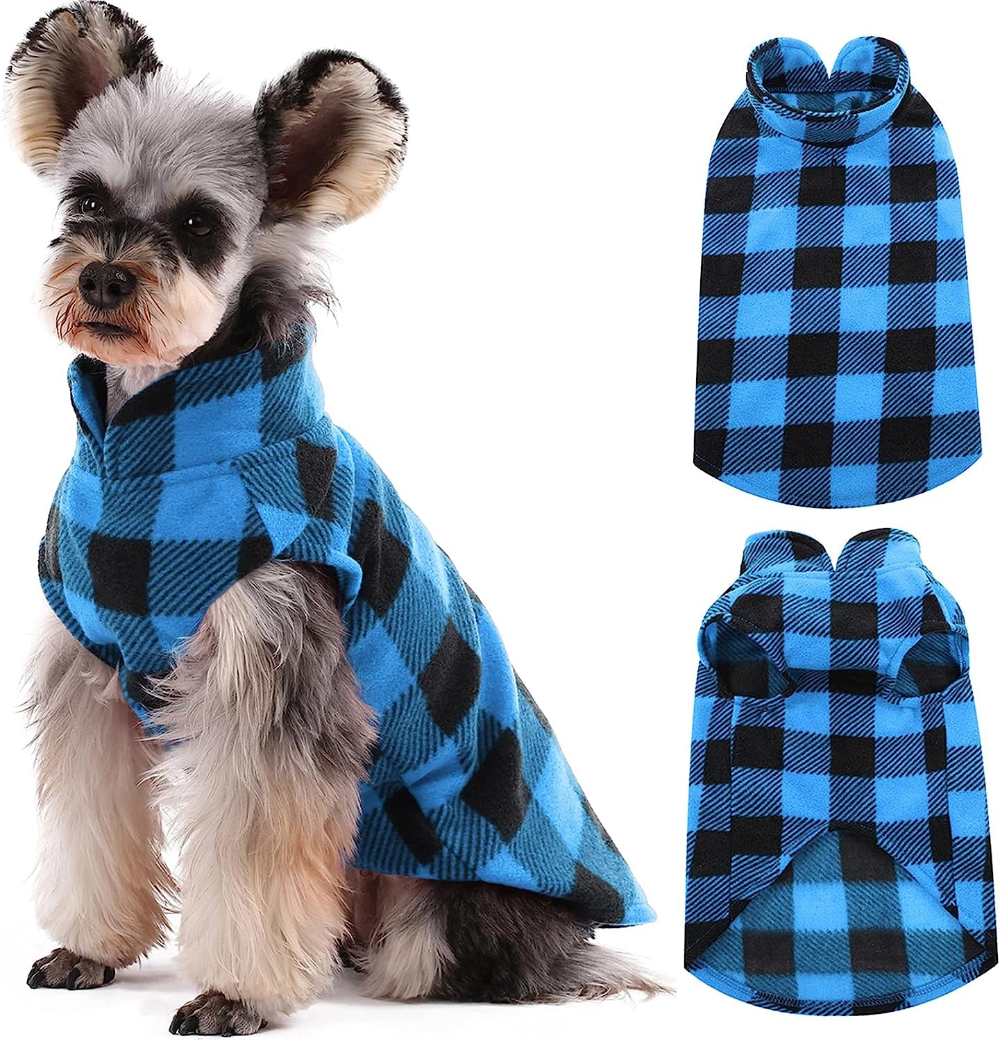 Kuoser Stretch Dog Fleece Vest, Soft Classic Plaid Basic Dog Sweater for Small Dogs & Cats, Warm Dogs Shirt Pullover Dog Coat Jacket Winter Dog Clothes for Teddy Chihuahua Yorkshire with Leash HOL Animals & Pet Supplies > Pet Supplies > Dog Supplies > Dog Apparel Kuoser Blue Plaid Small (Pack of 1) 