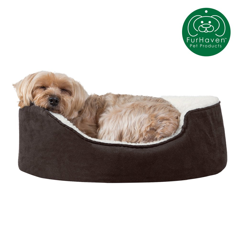 Furhaven | Orthopedic Faux Sheepskin & Suede Oval Pet Bed for Dogs & Cats, Espresso, Medium Animals & Pet Supplies > Pet Supplies > Cat Supplies > Cat Beds FurHaven Pet S Espresso 