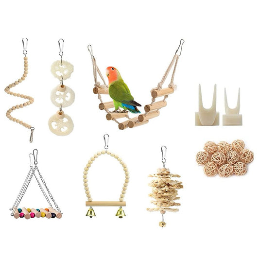 Bird Parrot Toys Swing Hanging Bird Cage Accessories Toy Perch Ladder Chewing Toys Hammock for Parakeets,Cockatiels Animals & Pet Supplies > Pet Supplies > Bird Supplies > Bird Ladders & Perches PYATOFYY   