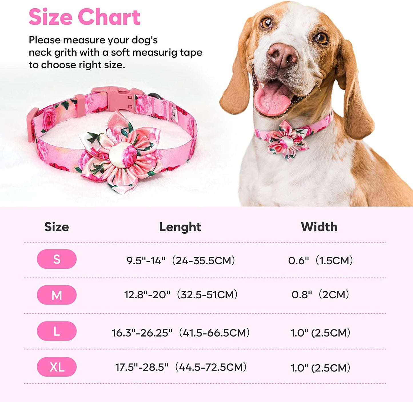 Pink Dog Collar Floral Girl Dog Collar with Rose Flower Bow Tie Dog Collar for Cute Girl Female Cats Dogs Spring Summer Season Dog Collar for Small Medium Large Dogs for Your Furbaby Animals & Pet Supplies > Pet Supplies > Dog Supplies > Dog Apparel DQGHQME   