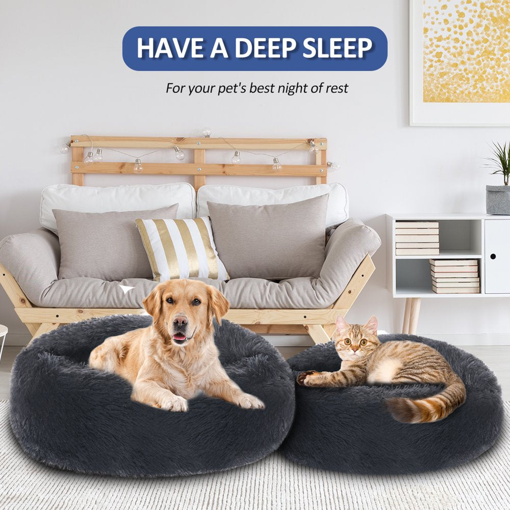 Focuspet Pet Dog Bed Cat Bed, round Plush Dog Beds for Small Medium Large Dogs and Cats, Donut Calming Puppy Bed Washable,Dark Gray Animals & Pet Supplies > Pet Supplies > Cat Supplies > Cat Beds 09198226552753   