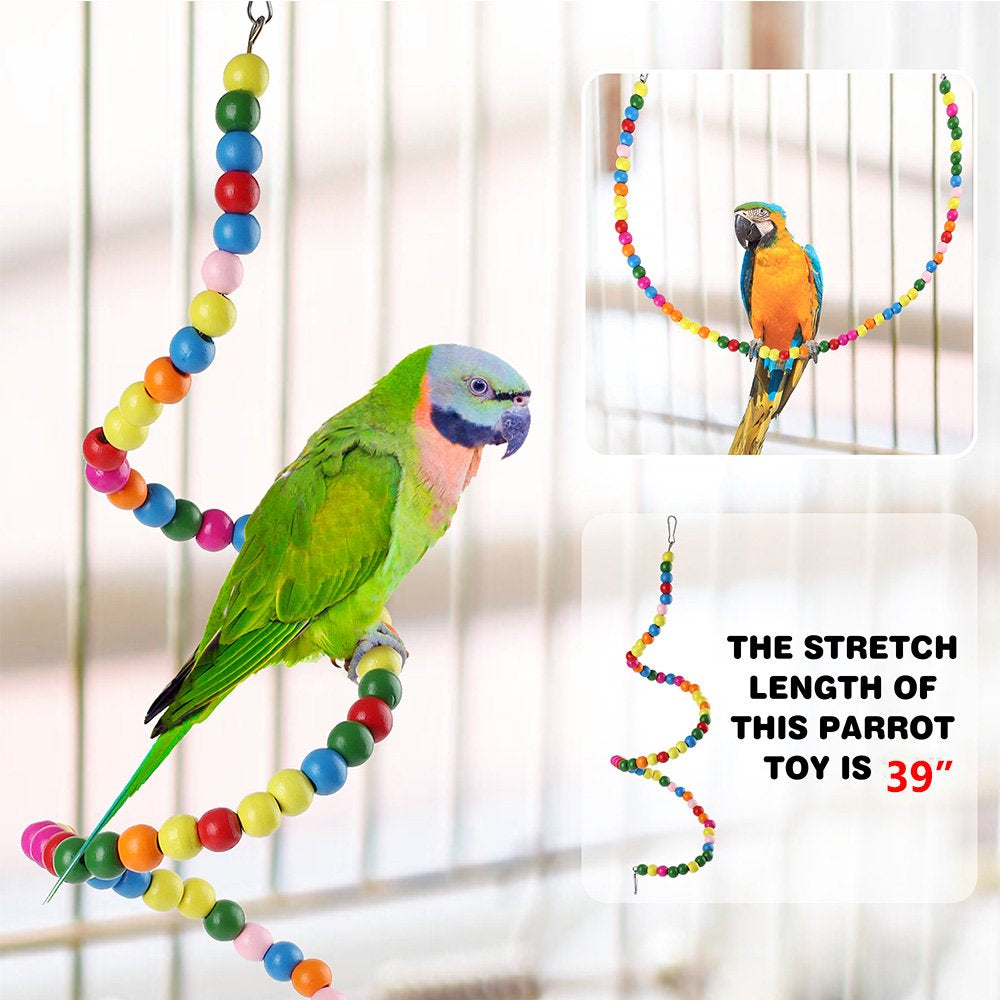 Bird Parrot Toys Ladders Swing Chewing Toys Hanging Pet Bird Cage Accessories Hammock Swing Toy for Small Parakeets Cockatiels, Lovebirds, Macaws, Finches, 7 PCS Animals & Pet Supplies > Pet Supplies > Bird Supplies > Bird Cage Accessories HUA TRADE   