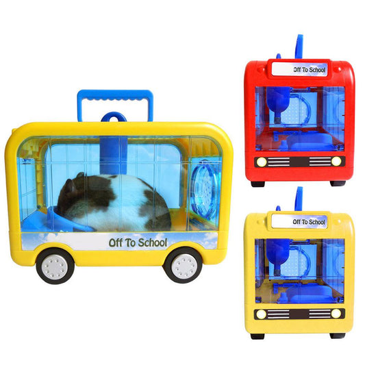 Pwtool Hamster Cage Guinea Pig Supplies and Accessories Small Pet Nest Hamster Campus Bus Portable Take-Away Cage Hamster Cage Portable Transport Device Small Animal Habitat Upgrade Animals & Pet Supplies > Pet Supplies > Small Animal Supplies > Small Animal Habitats & Cages Pwtool   