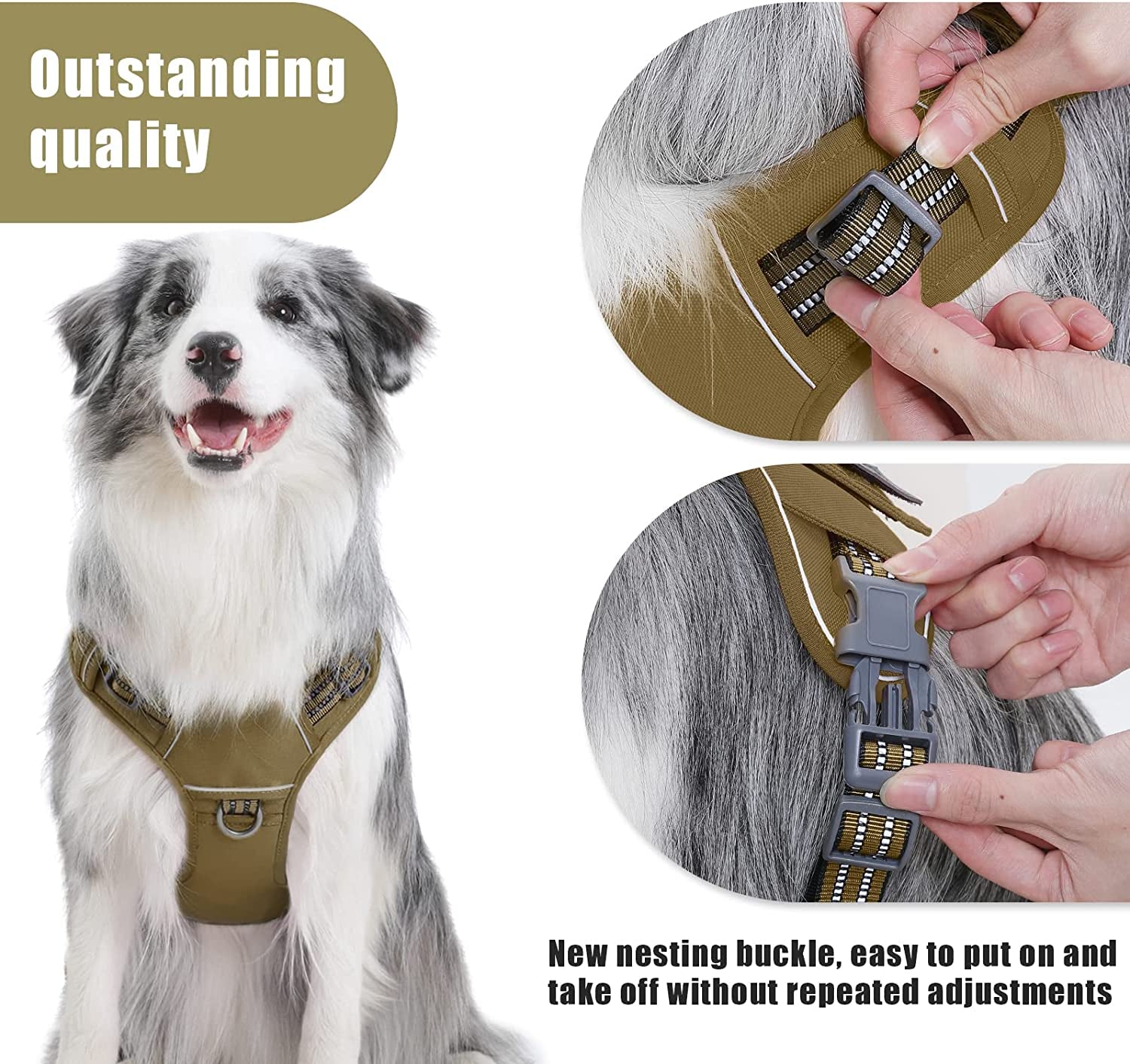 Demigreat Tactical Dog Harness for Large Dogs No Pull,Military Service Dog Harness , Fit Smart Reflective Pet Walking Harness for Training, Adjustable Dog Vest Harness with Handle Animals & Pet Supplies > Pet Supplies > Dog Supplies > Dog Apparel Demigreat   