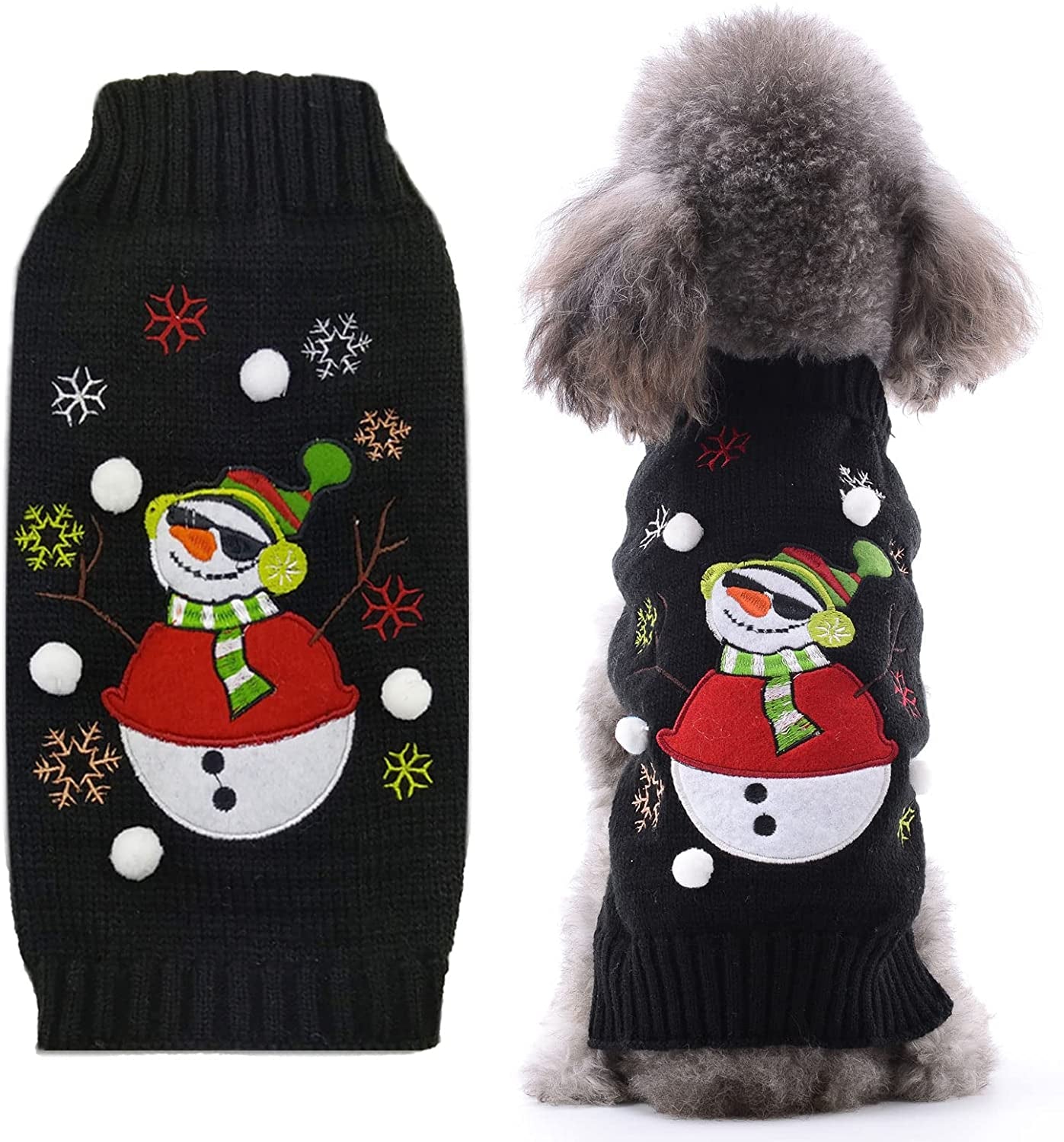 PETCARE Dog Christmas Sweater Costume Cute Ugly Funny Brown Reindeer Christmas Sweater for Dogs Cats Clothes Warm Fall Winter Holiday Pullover Outfits Vest for Small Medium Large Dogs Puppy Xmas,M Animals & Pet Supplies > Pet Supplies > Dog Supplies > Dog Apparel PETCARE Black Snowman M (Suggest 10-15 lbs) 