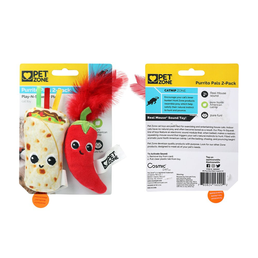 Pet Zone Purrito Pals Catnip Cat Toy, Multi-Color 2 Pack Animals & Pet Supplies > Pet Supplies > Cat Supplies > Cat Toys Our Pets   