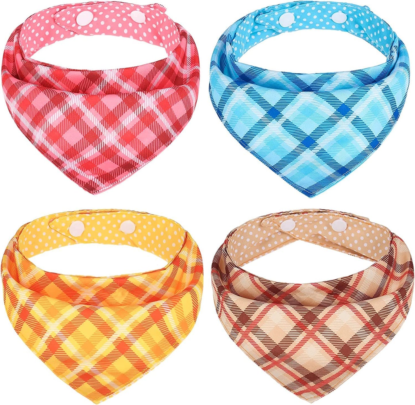 PAWCHIE Dog Bandanas Small Reversible Styles Pet Triangle Scarf Bibs - Adjustable with Two Snaps - Kerchief Set Accessories for Dogs, Puppy, Cats Animals & Pet Supplies > Pet Supplies > Dog Supplies > Dog Apparel Orangexcel Plaid  