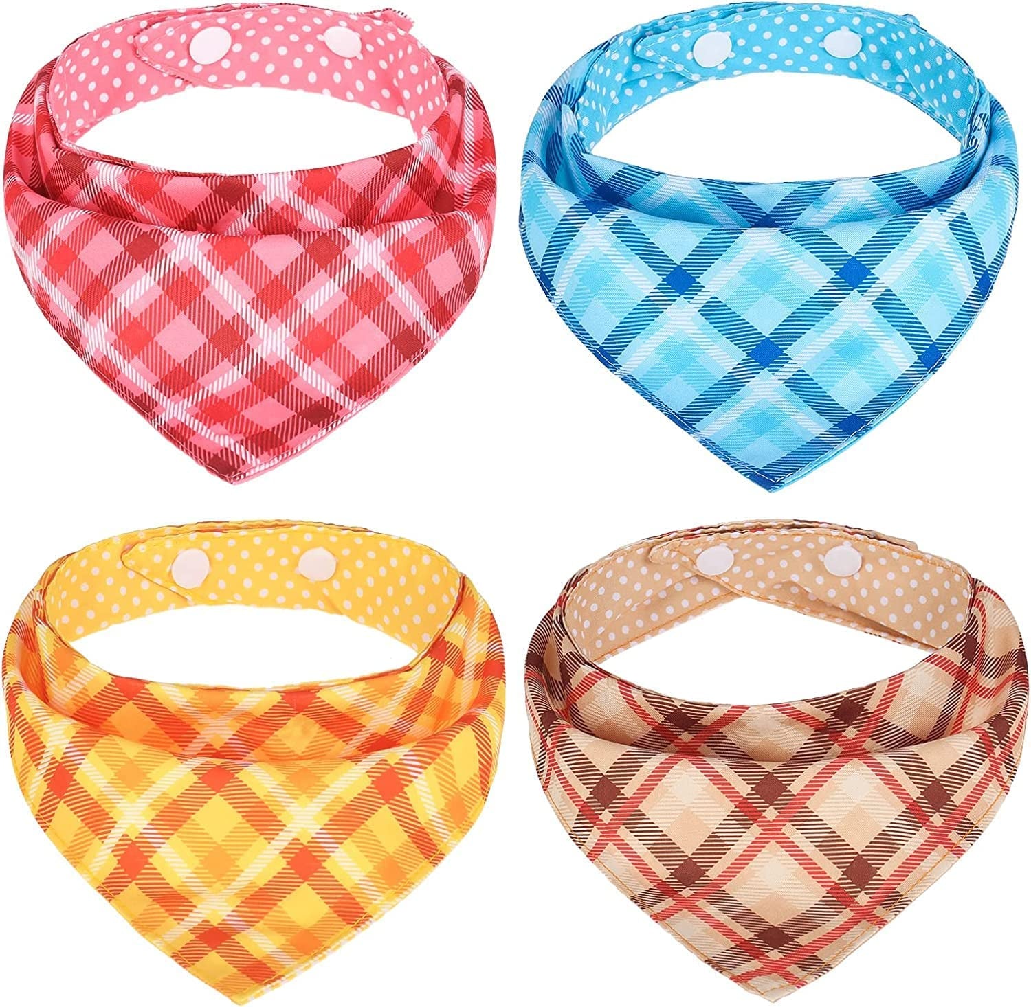 PAWCHIE Dog Bandanas Small Reversible Styles Pet Triangle Scarf Bibs - Adjustable with Two Snaps - Kerchief Set Accessories for Dogs, Puppy, Cats Animals & Pet Supplies > Pet Supplies > Dog Supplies > Dog Apparel Orangexcel Plaid  