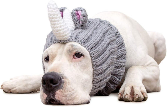 Zoo Snoods Rhino Costume for Dogs and Cats, Large - Warm No Flap Ear Wrap Hood for Pets, Dog Outfit with Horn for Winters, Halloween, Christmas & New Year, Soft Yarn Ear Covers Animals & Pet Supplies > Pet Supplies > Dog Supplies > Dog Apparel Zoo Snoods Large  