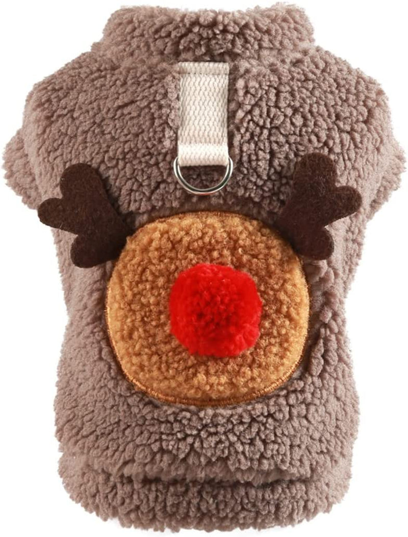 Dog Sweater for Small & Medium Dog,Warm Soft Flannel Heart Shape Dog Christmas Sweater for Puppy,Dog Cat Cold Weather Coats Vest,Xmas Apparel Clothes for Pets Animals & Pet Supplies > Pet Supplies > Dog Supplies > Dog Apparel Naroume Brown Large 