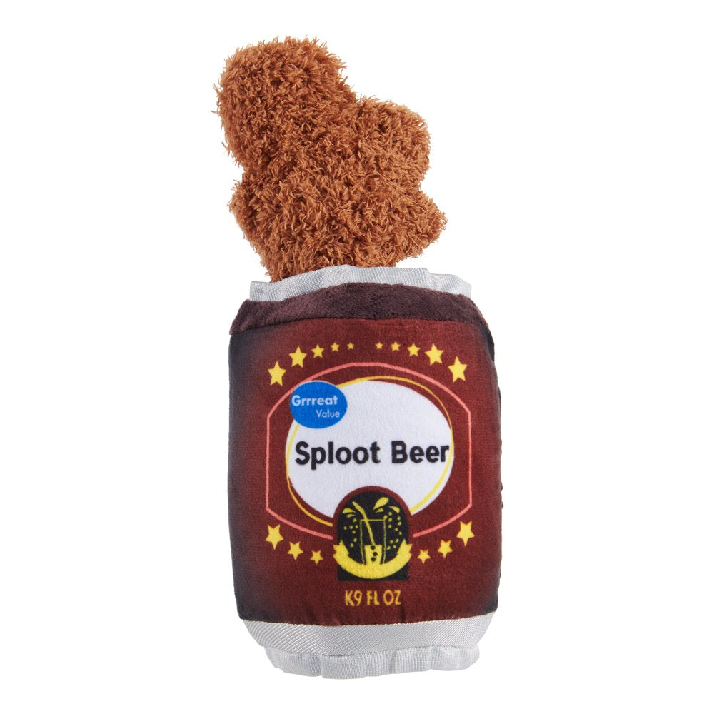 BARK Sploot Beer - Yankee Doodle Dog Toy, with Crazy Crinkle, Great for Thrashers, All Dog Sizes