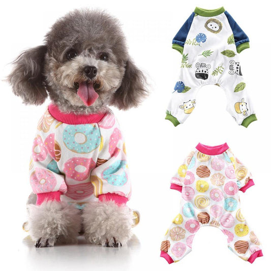Pet Dogs Soft Cotton Pajamas Pjs Cartoon Homewear Puppy Apparel Jumpsuit Cotton Romper Sleepwear Animals & Pet Supplies > Pet Supplies > Dog Supplies > Dog Apparel Catlerio XL Rose Red 