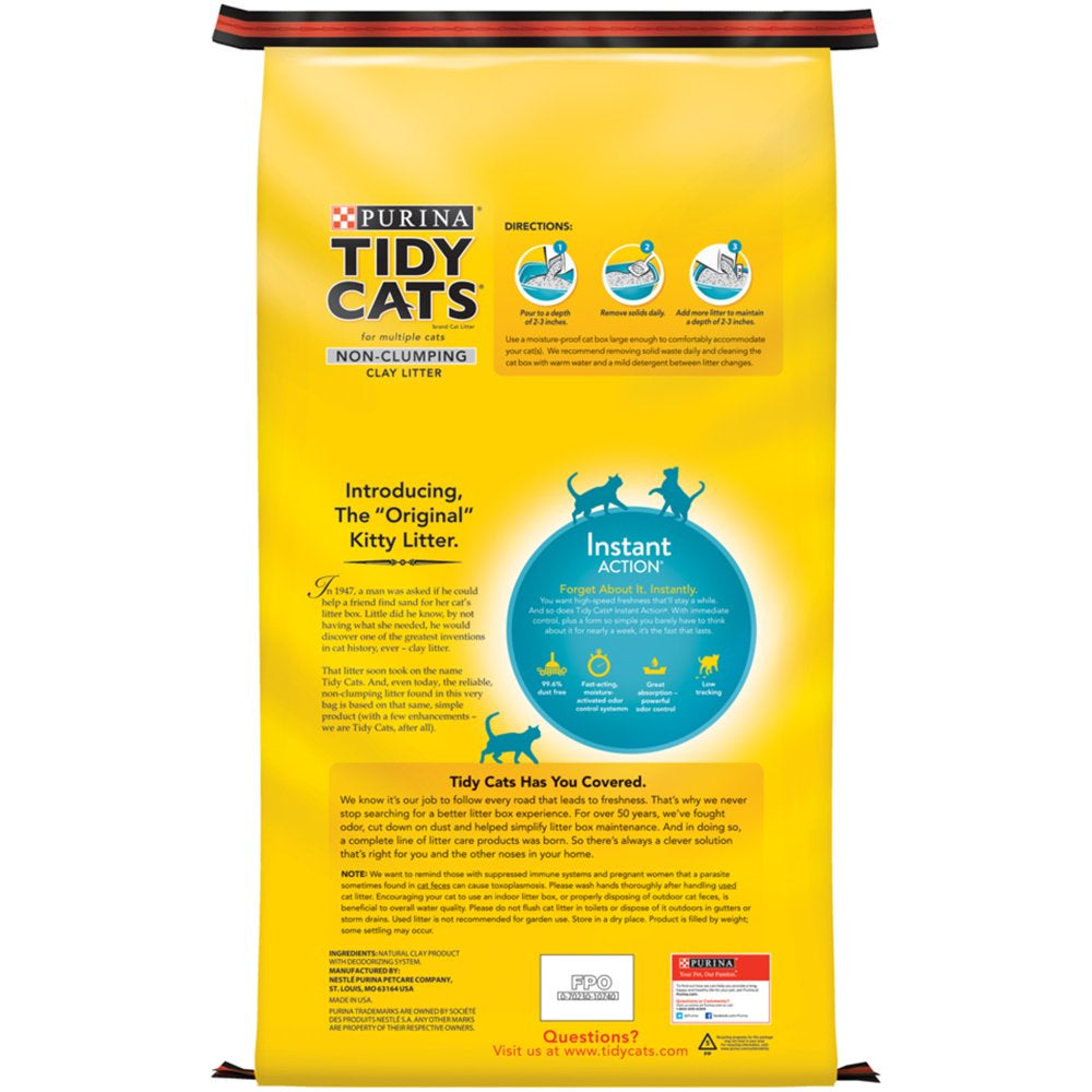 Purina Tidy Cats Non Clumping Cat Litter, Instant Action Low Tracking Cat Litter, 40 Lb. Bag Animals & Pet Supplies > Pet Supplies > Cat Supplies > Cat Litter Nestlé Purina PetCare Company   