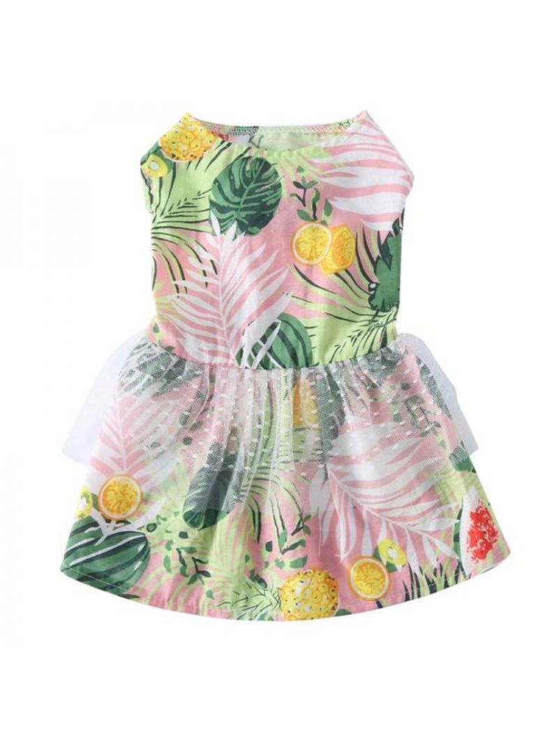 Flower Dog Dress for Pet Colorful Flower Print Clothes Birthday Party Doggie Sundress Puppy Clothes Animals & Pet Supplies > Pet Supplies > Dog Supplies > Dog Apparel Jongmart S Watermelon Lemon 