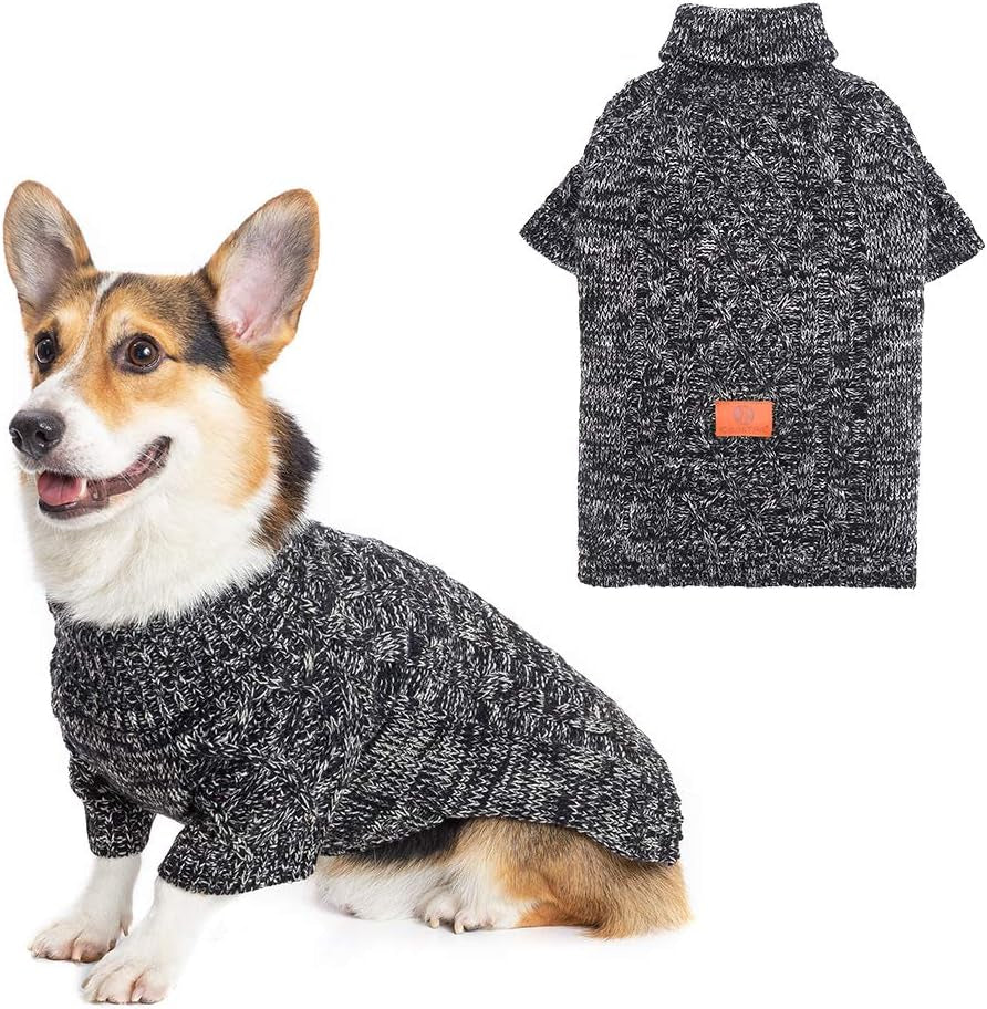 Knit Turtleneck Dog Sweater for Small Medium Large Dogs, Warm Puppy Clothes for Fall Winter, Cozy Sweatshirts Dog Coats Animals & Pet Supplies > Pet Supplies > Dog Supplies > Dog Apparel KOOLTAIL Black Medium 