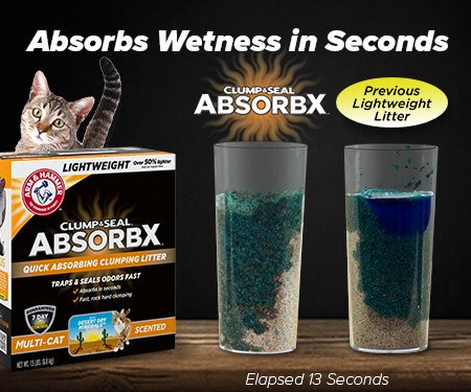 Arm & Hammer Clump & Seal Absorbx Clumping Litter, Multicat Unscented 8.5Lb Animals & Pet Supplies > Pet Supplies > Cat Supplies > Cat Litter Church & Dwight Co., Inc.   