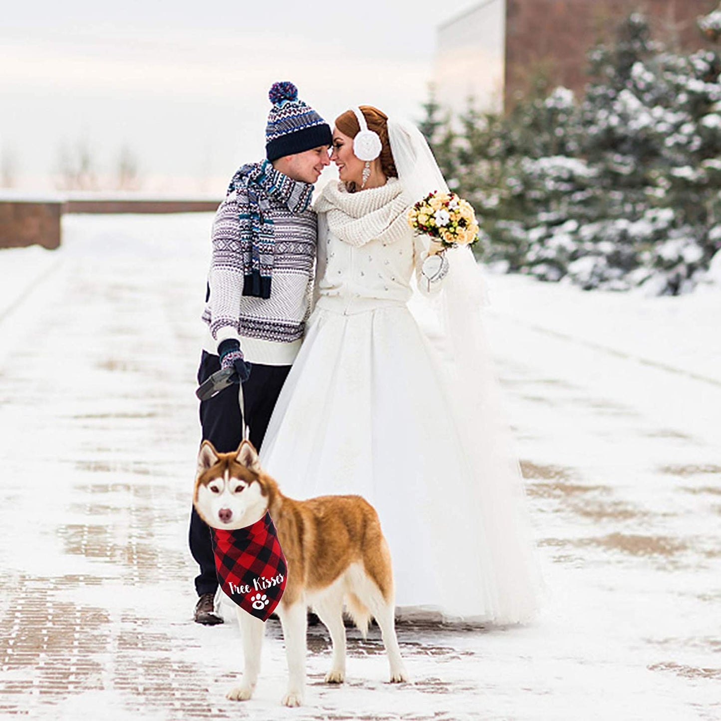 STMK Valentine'S Day Plaid Dog Bandana, Free Kisses Plaid Dog Puppy Bandana Triangle Scarf for Dog Puppy Valentine'S Day Wedding Holiday Party Supplies (Red) Animals & Pet Supplies > Pet Supplies > Dog Supplies > Dog Apparel STMK   