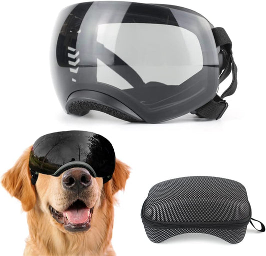 Shingoql Dog Goggles for Medium-Large Breed UV Protection Dog Sunglasses Windproof Snowproof Detachable Lens Dog Eye Protection for Outdoor Sports(Black+Clear Black Lens) Animals & Pet Supplies > Pet Supplies > Dog Supplies > Dog Apparel Shingoql Black+Clear Black Lens  