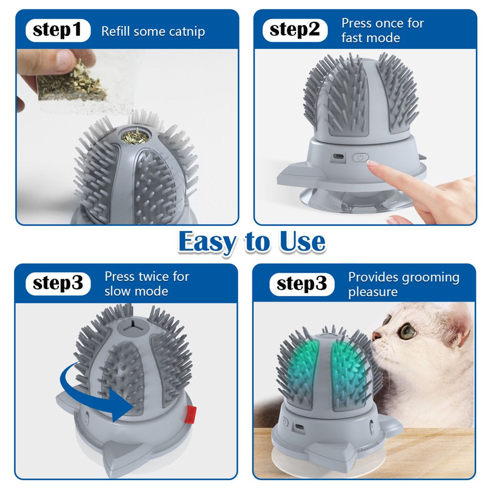 Cat Self Groomer with Catnip Automatic Rotating Cat Massager 2-Speed Rotating with Color-Changing LED Light, Interactive Catnip Cat Toys Animals & Pet Supplies > Pet Supplies > Cat Supplies > Cat Toys Vistreck   