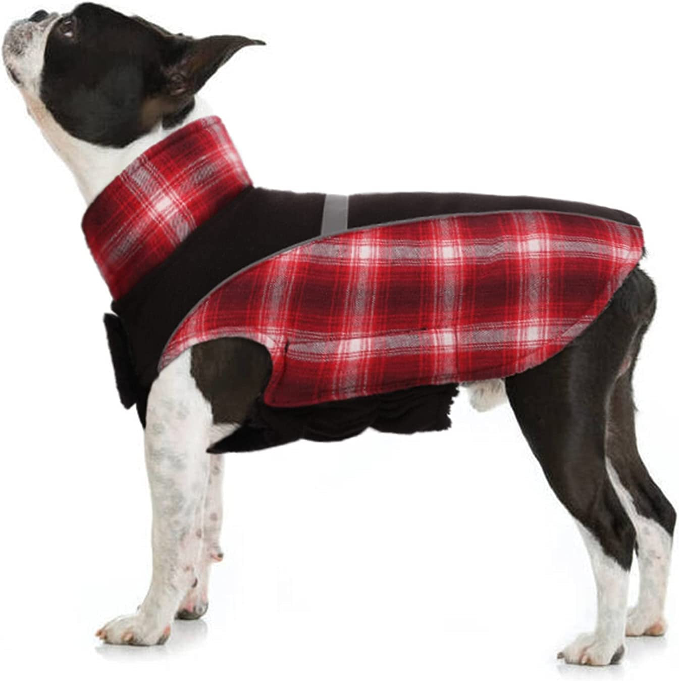 Nanaki Classic Plaid Warm Dog Jacket, Reversible Winter Dog Coat for Cold Weather, Windproof Dog Winter Clothes Reflective with Furry Collar&Elastic Abdomen for Small Medium Large Dogs Puppies Animals & Pet Supplies > Pet Supplies > Dog Supplies > Dog Apparel Nanaki   