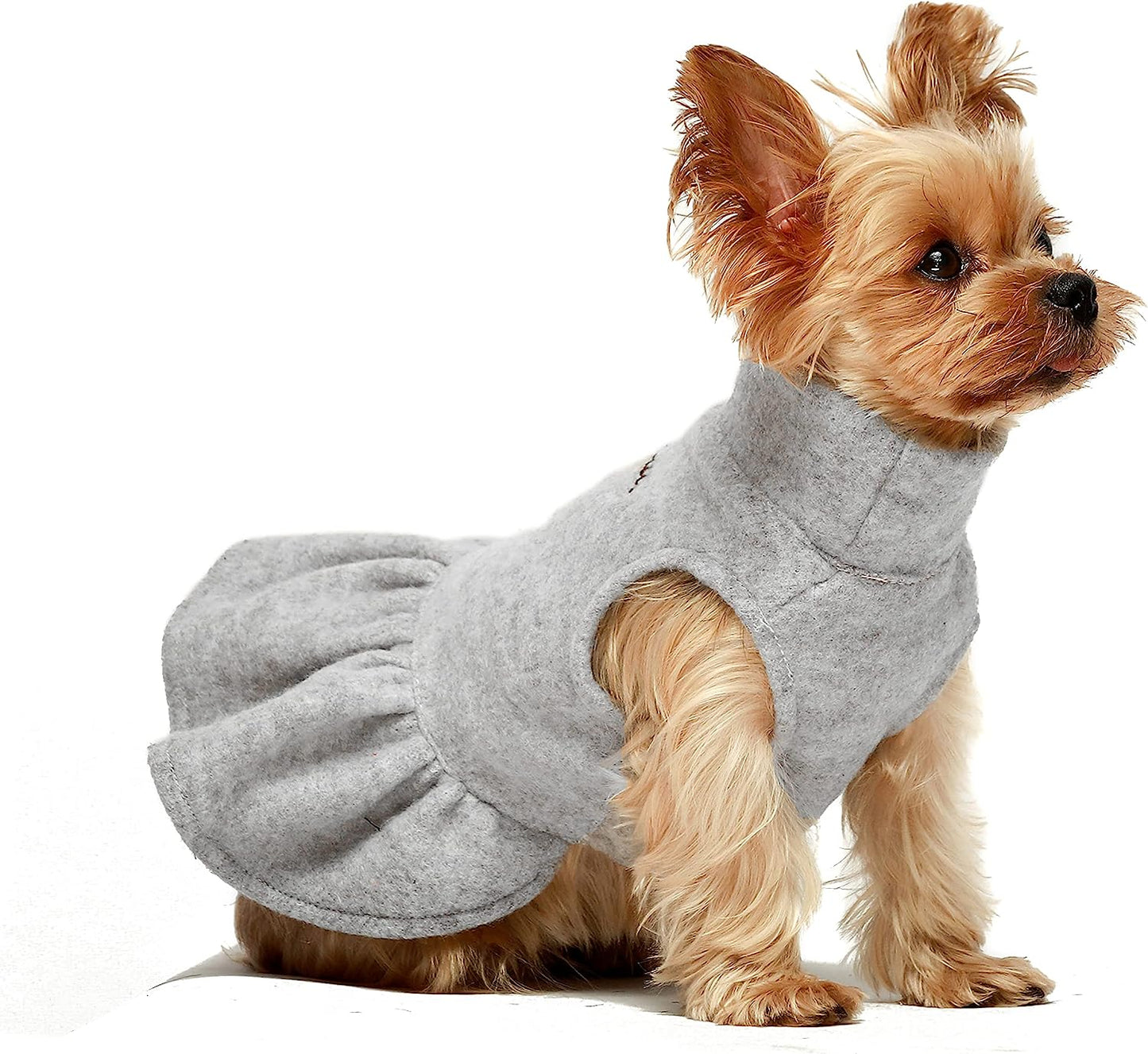 Fitwarm Embroidery Pretty Cutie Thermal Dog Clothes for Dog Dresses Doggie Sweaters Pet Winter Coat Cat Sweatshirts Puppy Outfits Grey Large Animals & Pet Supplies > Pet Supplies > Dog Supplies > Dog Apparel Fitwarm   