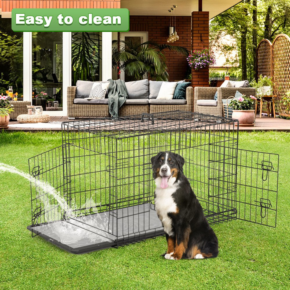 Bestpet Double-Door Metal Dog Crate with Divider and Tray, X-Large, 48"L