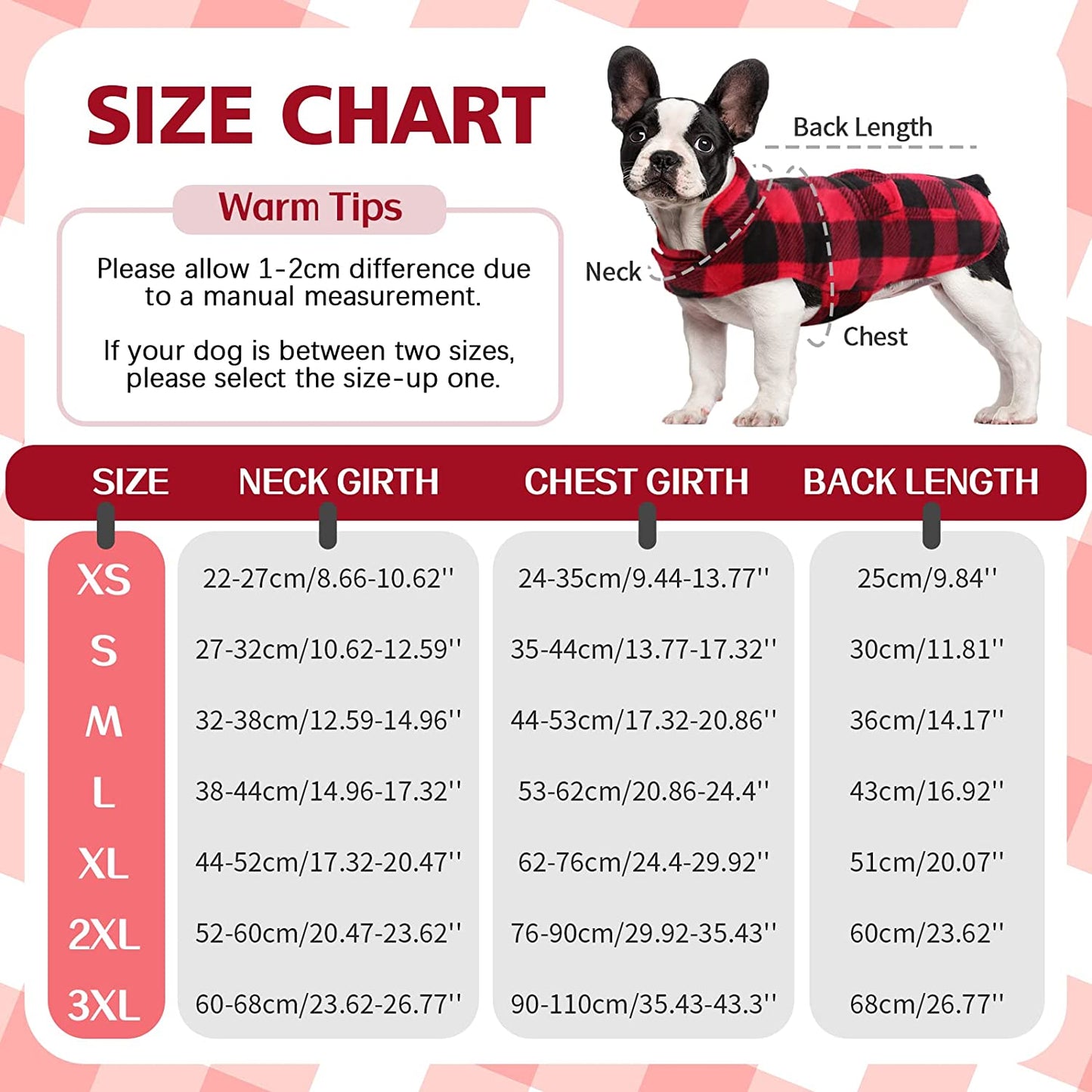 Kuoser Cozy Dog Winter Coat, Windproof Dog Jacket British Style Plaid Cold Weather Dog Coat Reversible Warm Dog Vest for Small Medium Large Dogs Red L Animals & Pet Supplies > Pet Supplies > Dog Supplies > Dog Apparel Kuoser   