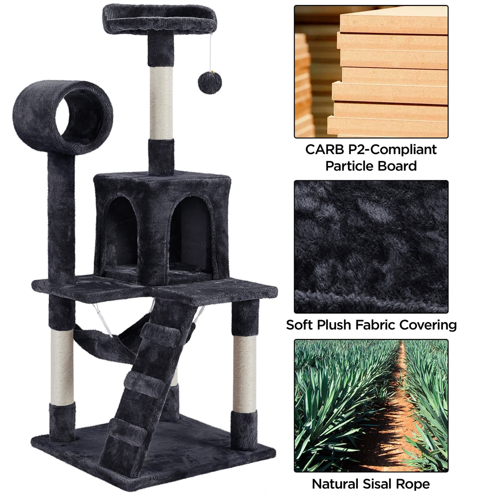 Smilemart 51" Cat Tree with Hammock and Scratching Post Tower, Black Animals & Pet Supplies > Pet Supplies > Cat Supplies > Cat Furniture SmileMart   