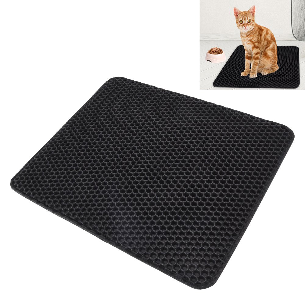 Cat Litter Pad, Double Layer Cat Litter Mat for Cat Litter Box Black Animals & Pet Supplies > Pet Supplies > Cat Supplies > Cat Litter Box Mats YLSHRF   