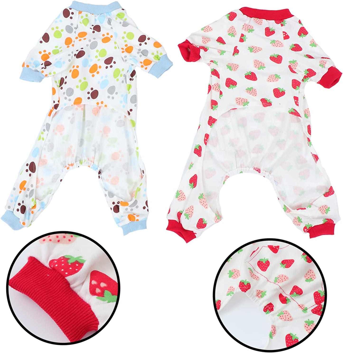 LIFKICH 2Pcs Lovely Pet Night Nightdress Dogs XL Clothes Pajamas Jammies Bodysuits Rompers Shirts Sleepwear Puppy Coat Wear Comfortable Nightclothes Jumsuit Costume Paw Printed Household Animals & Pet Supplies > Pet Supplies > Dog Supplies > Dog Apparel LIFKICH   