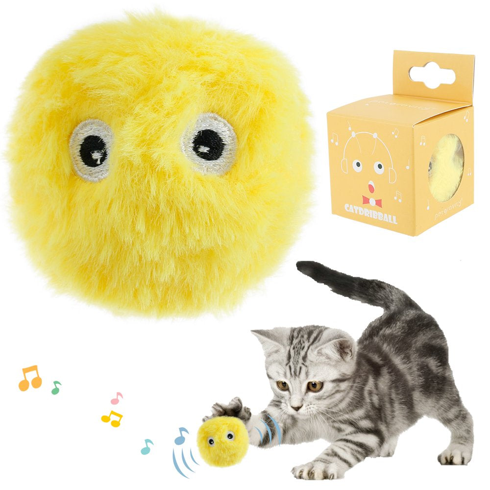 JTWEEN Fluffy Plush Cat Toy Balls Interactive Chirping Balls with 3 Lifelike Animal Chirping Sounds Frog Cricket Bird Kitten Refillable Catnip Toys Cat Kicker Toys for Indoor Cats Exercise Animals & Pet Supplies > Pet Supplies > Cat Supplies > Cat Toys JTWEEN yellow (cricket sound)  