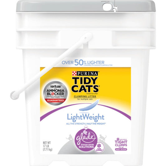 Purina Tidy Cats Light Weight, Low Dust, Clumping, Lightweight Glade Clean Blossoms Multi Cat Litter, 17 Lb. Pail