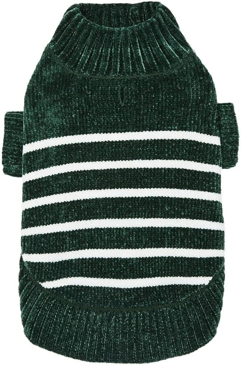 Blueberry Pet Cozy Soft Chenille Classy Striped Dog Sweater in Burgundy Red, Back Length 14", Pack of 1 Clothes for Dogs Animals & Pet Supplies > Pet Supplies > Dog Supplies > Dog Apparel Blueberry Pet Dark Green 14 inch (Pack of 1) 