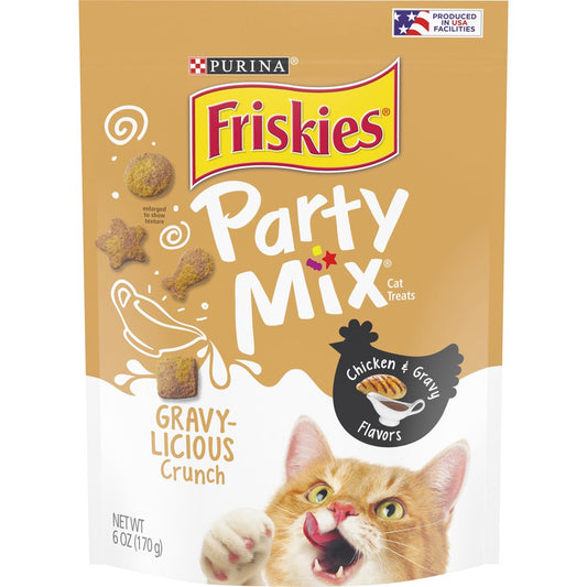Friskies Cat Treats, Party Mix Crunch Gravylicious Chicken & Gravy Flavors, 6 Oz. Pouch Animals & Pet Supplies > Pet Supplies > Cat Supplies > Cat Treats Nestlé Purina PetCare Company 6 oz. 1 