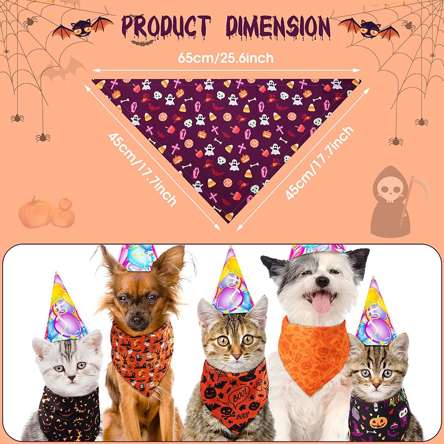 12 Pieces Halloween Dog Bandana Pumpkin Triangle Bandana Puppy Pets Neckerchief Washable Dog Neck Scarf Adjustable Pets Neck Bandana Holiday Pet Bibs for Halloween Dogs Cats Pets Animals & Pet Supplies > Pet Supplies > Dog Supplies > Dog Apparel Tatuo   