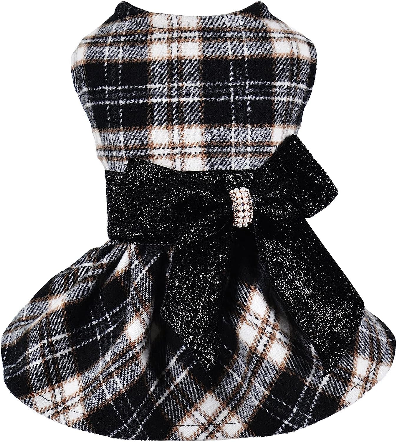 Winter Dog Dress, Fleece Dog Sweater for Small Dogs, Cute Warm Pink Plaid Puppy Dresses Clothes for Chihuahua Yorkie, Soft Pet Doggie Clothing Flanne Lining Cat Apparel (Pink, X-Small) Animals & Pet Supplies > Pet Supplies > Dog Supplies > Dog Apparel Sebaoyu Black Plaid Small 