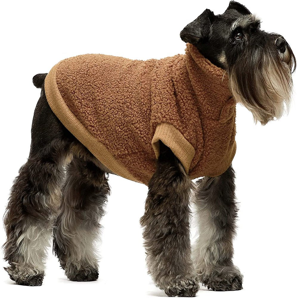 Fitwarm Vest Fuzzy Thick Sherpa Dog Coat Vest Turtleneck Sweater Puppy Winter Clothes Doggie Knitted Pet Cold Weather Clothes Doggy Pullover Jacket Cat Apparel Large Animals & Pet Supplies > Pet Supplies > Cat Supplies > Cat Apparel Fitwarm   