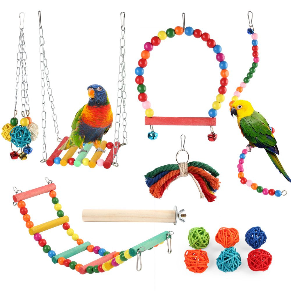 Primepets 13Pcs Bird Parrot Swing Toys, Nature Wood Animals & Pet Supplies > Pet Supplies > Bird Supplies > Bird Toys LotFancy   