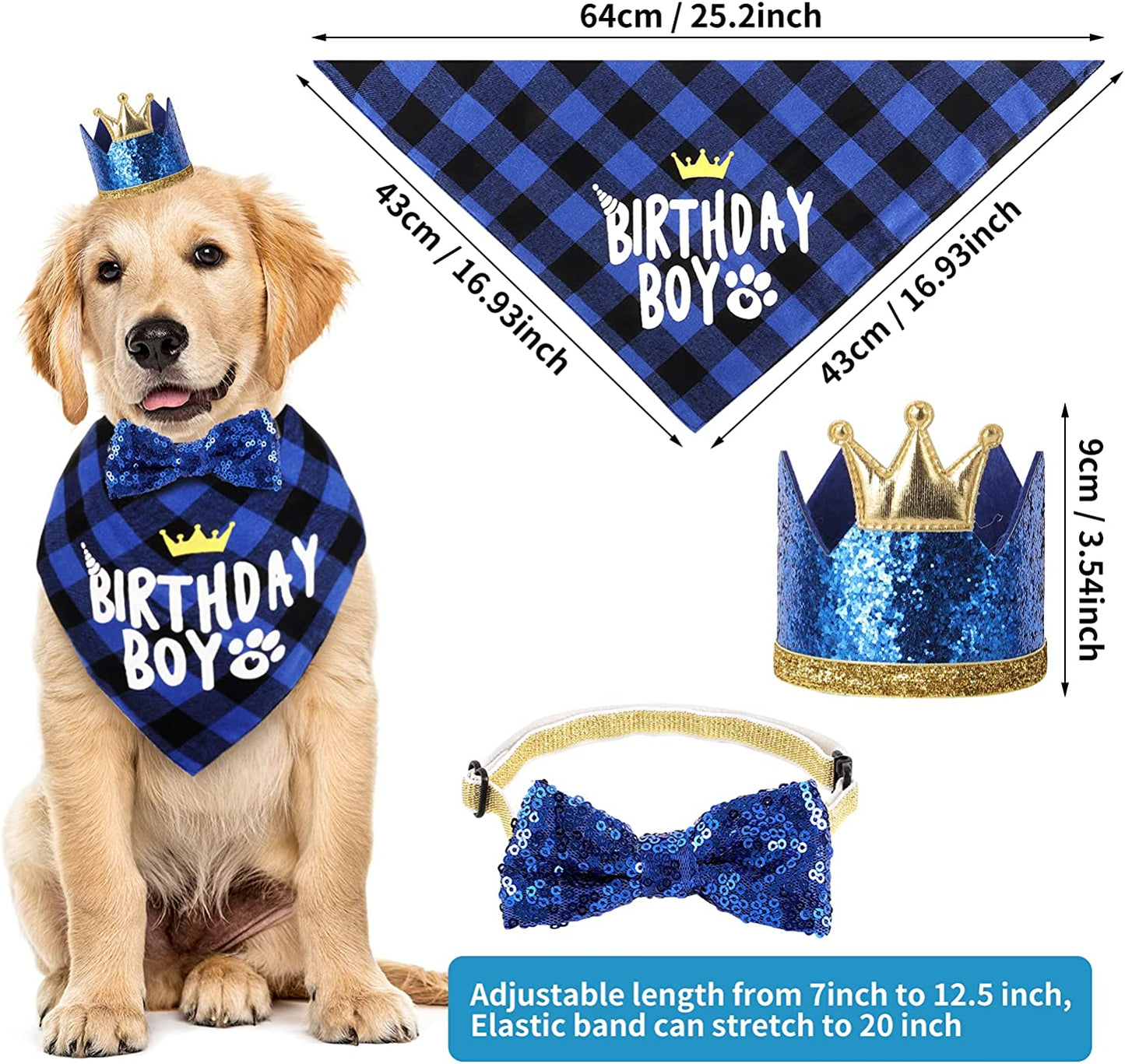 Selemoy Dog Birthday Party Supplies, Dog Birthday Hat Bandana Scarf with Cute Dog Bow Tie, Flag, Balloons for Small Medium Dogs Pets, Doggie Birthday Party Supplies Decorations Animals & Pet Supplies > Pet Supplies > Dog Supplies > Dog Apparel Selemoy   