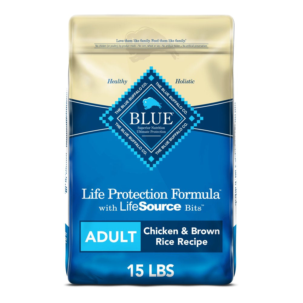 Blue Buffalo Life Protection Formula Chicken and Brown Rice Dry Dog Food for Adult Dogs, Whole Grain, 5 Lb. Bag Animals & Pet Supplies > Pet Supplies > Small Animal Supplies > Small Animal Food Blue Buffalo 15 lbs  