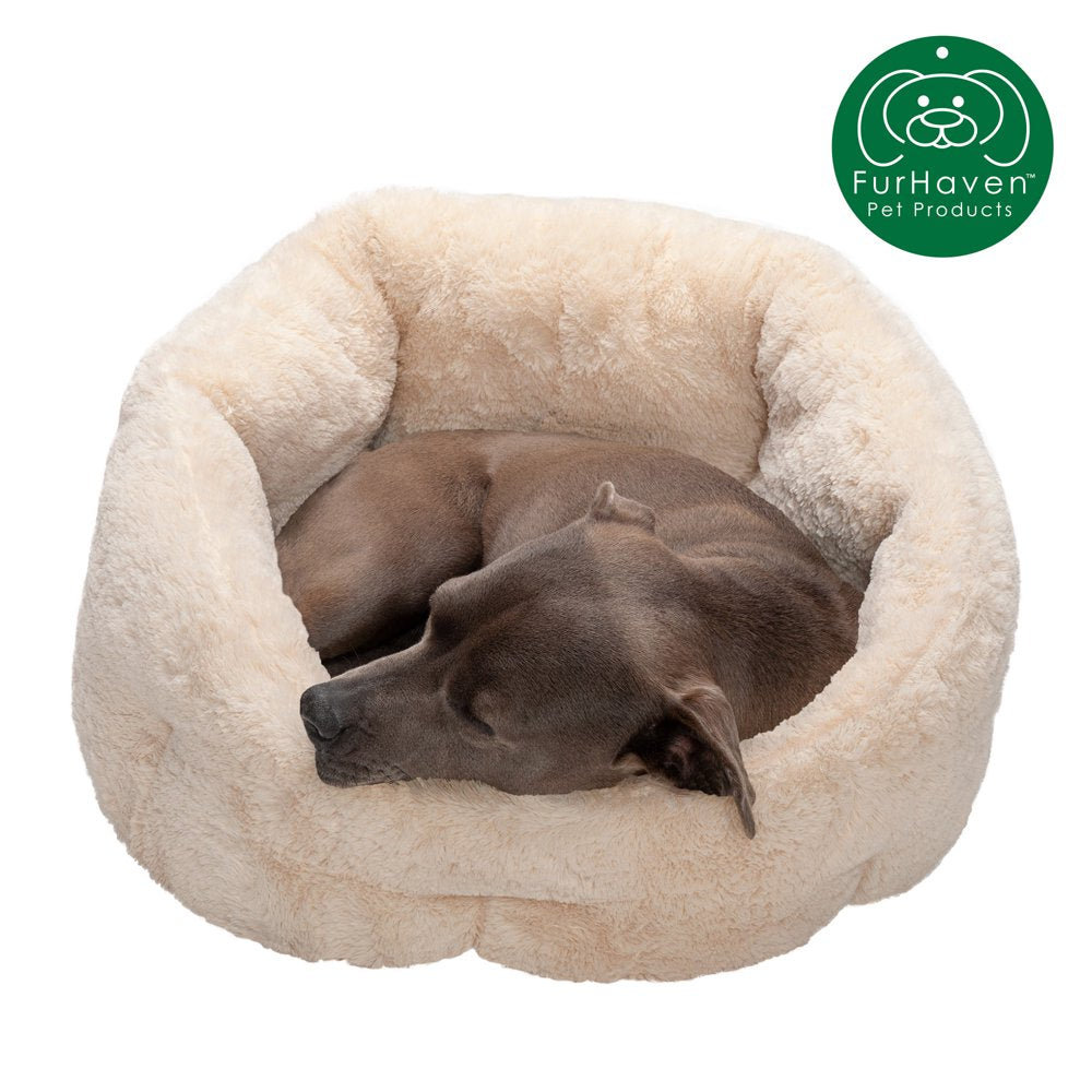 Furhaven | Luxe Fur Warming Hi-Lo Cuddler Bed for Dogs & Cats, Gray, Small Animals & Pet Supplies > Pet Supplies > Cat Supplies > Cat Beds FurHaven Pet M Cream 