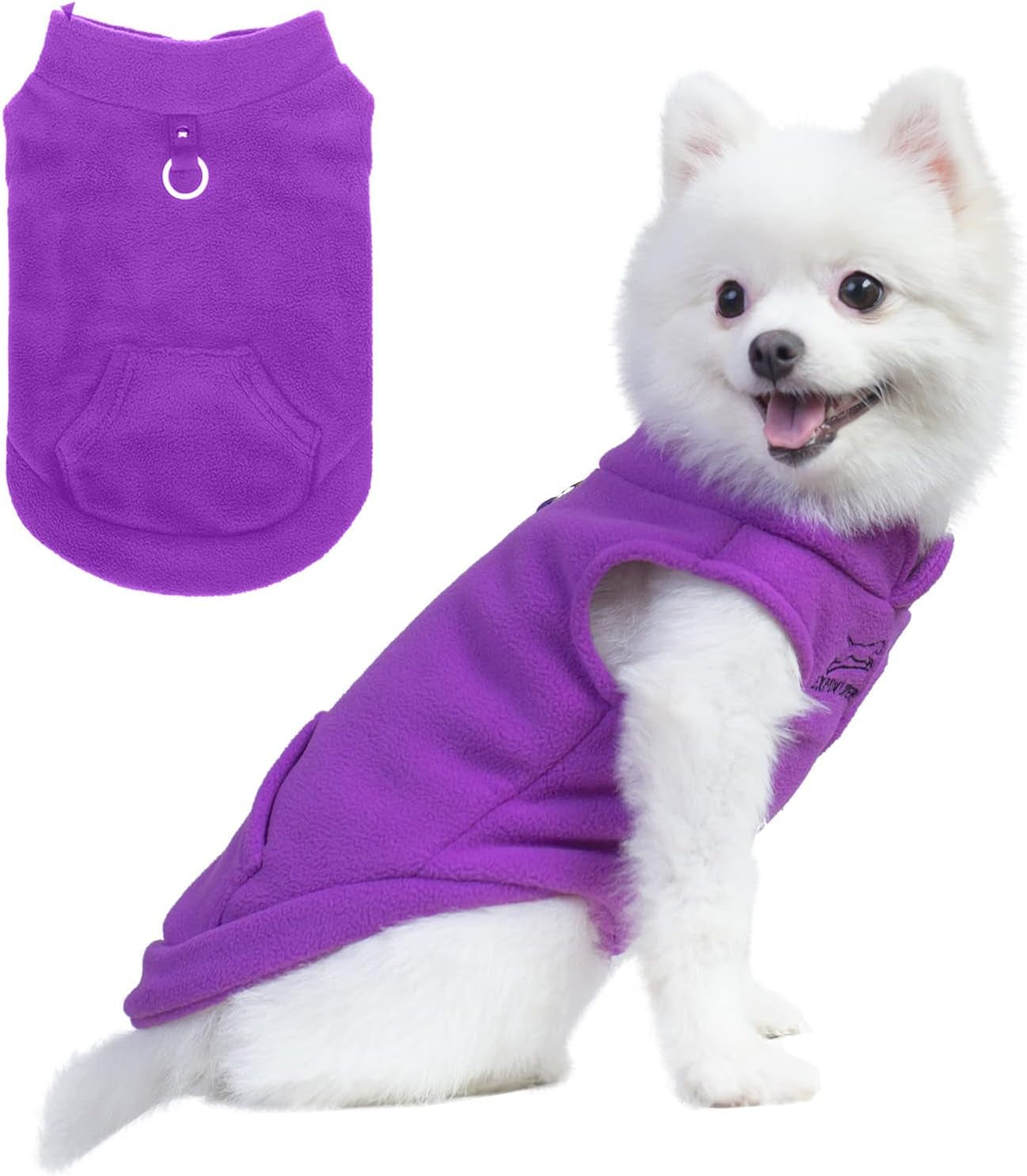 EXPAWLORER Polar Fleece Vest Dog Clothes - Fall Dog Sweater Pet Clothing, Warm Soft Pullover Sleeveless Dog Jacket with Small Pocket, Cold Winter Coat for Small Medium Large Dogs (Red, M) Animals & Pet Supplies > Pet Supplies > Dog Supplies > Dog Apparel HAOBO Purple Small 