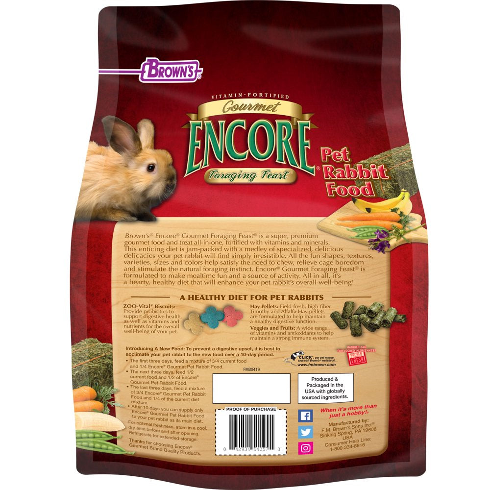 Encore Gourmet Foraging Feast Pet Rabbit Food, 4 Lb. Animals & Pet Supplies > Pet Supplies > Small Animal Supplies > Small Animal Food F.M. Brown's Sons, Inc.   