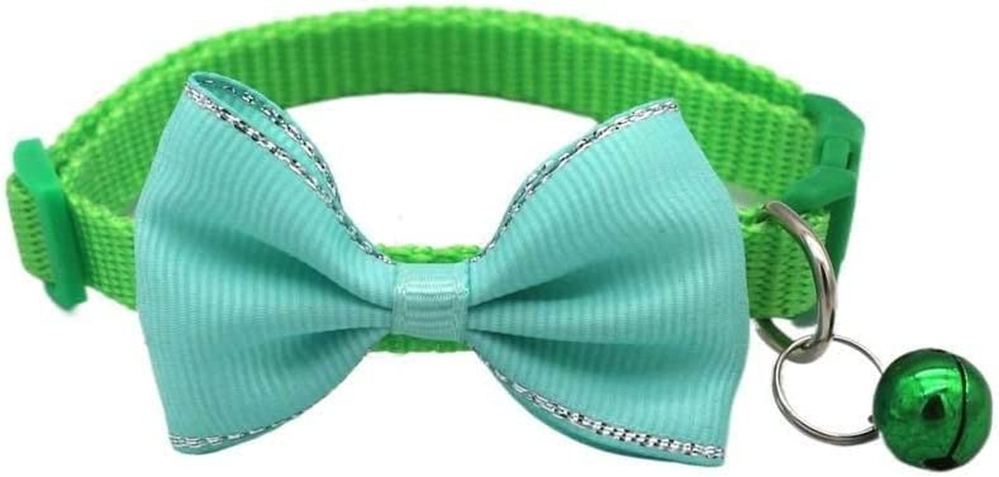 Dog Collar for Small Dogs,Soft Cat Collars Breakaway Pet Collar with Bow Tie Bells Pendant,Adjustable Collar for Small Medium Large Dogs(Yellow) Animals & Pet Supplies > Pet Supplies > Dog Supplies > Dog Apparel BEMEI Green  