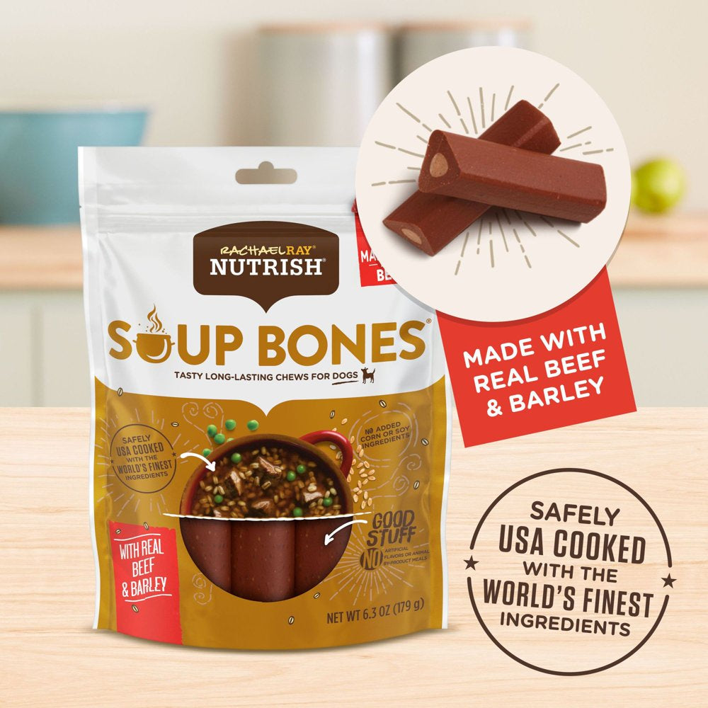 Rachael Ray Nutrish Soup Bones Dog Treats, Real Beef & Barley Flavor, 12.6Oz, 6 Bones