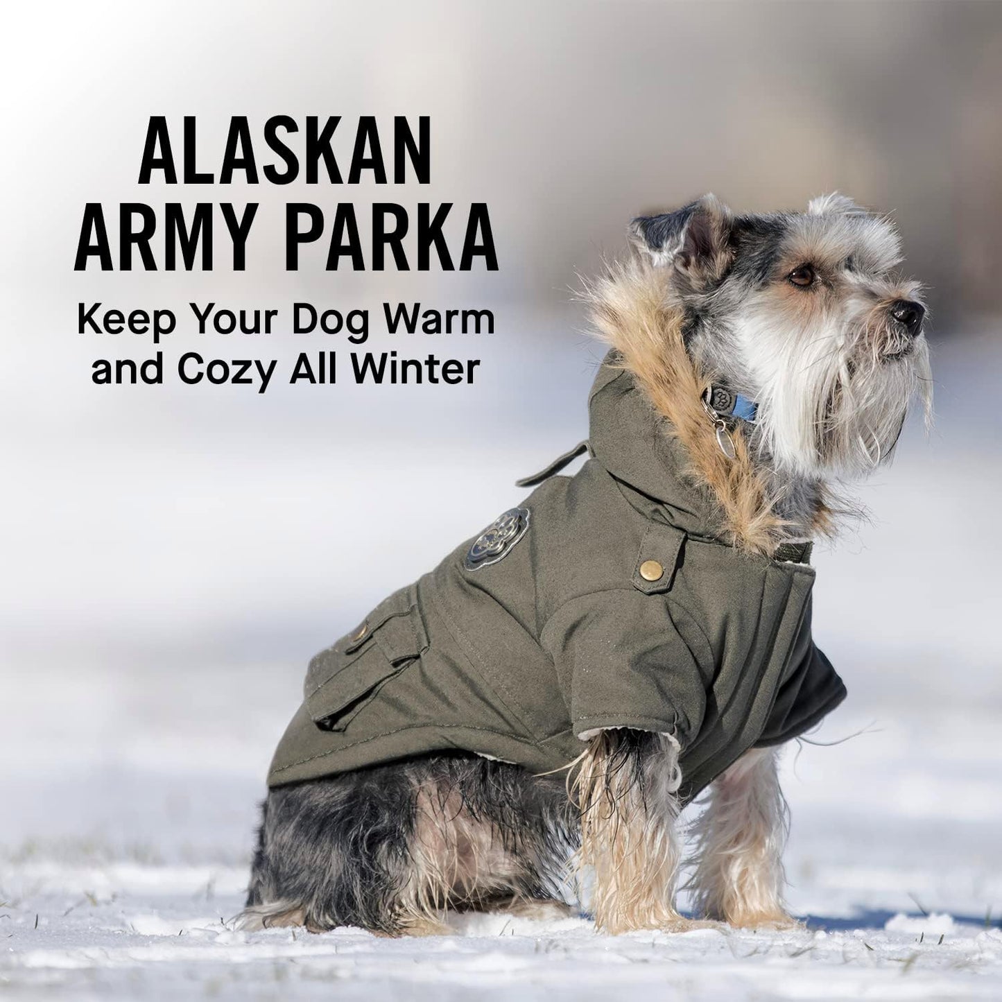 Canada Pooch Winter Dog Coat Water-Resistant Insulated Dog Jacket Faux-Fur Trim Dog Parka Coat for Dogs - Army Green, Size 12 Animals & Pet Supplies > Pet Supplies > Dog Supplies > Dog Apparel Canada Pooch   